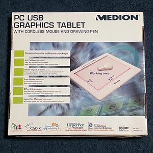 MEDION USB GRAPHICS TABLET with Wireless MOUSE & PEN Set - Art Photo Drawing PC